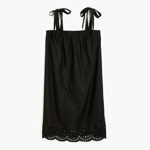 J Crew Tue Shoulder Cotton Dress with Embroidery